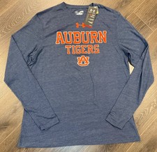 NEW Under Armour Auburn Tigers Heather Blue Loose Long Sleeve T Shirt - Mens XL