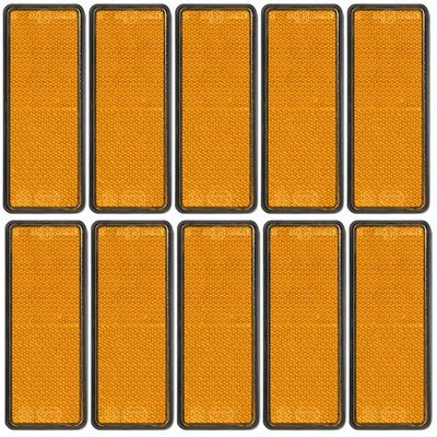 10 Pack Yellow Reflectors Self-Adhesive Rectangular, Quick Mount