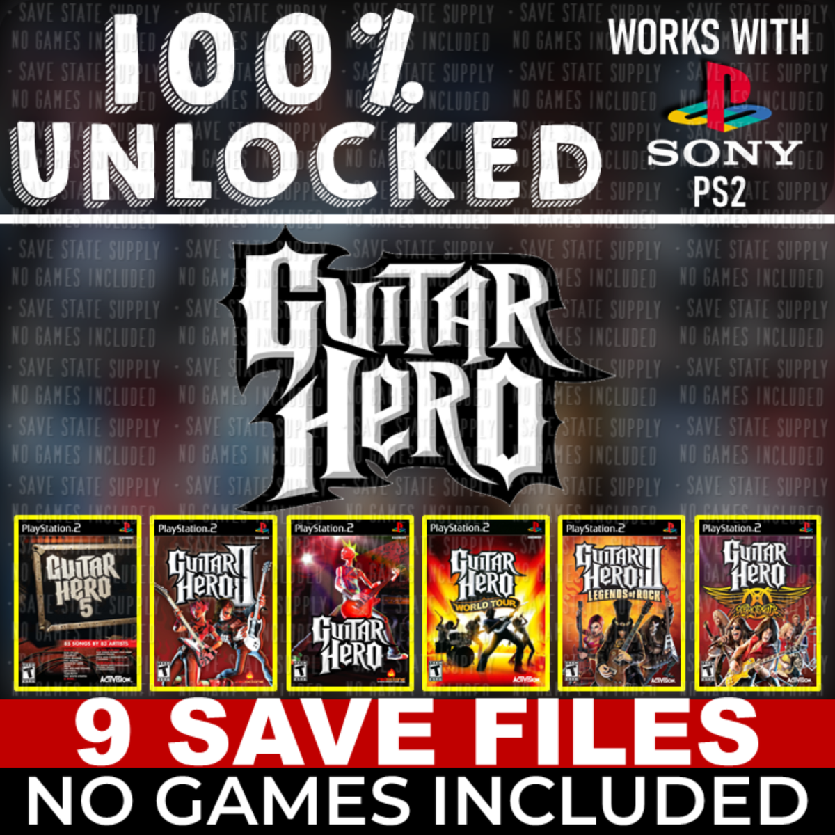 GUITAR HERO 1 2 3 | MEMORY CARD SAVES | + World Tour Aerosmith
