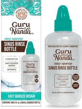 GuruNanda Sinus Rinse Bottle Easy Squeeze Comfort Tip BPA Free for Nasal Rinse