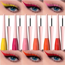 evpct 6Pcs Yellow Red Pink Tomato OrangeRed Brown Liquid Eyeliner Set Waterpr...