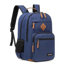Navy Classic Carry-On Travel Backpack with Padded 17 Inch Laptop Sleeve, Daypack