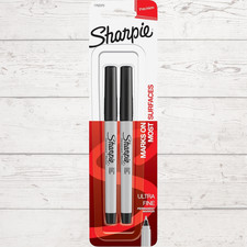Ultra Fine Point Permanent Markers Black 2 Pack Quick Dry Ink Pens