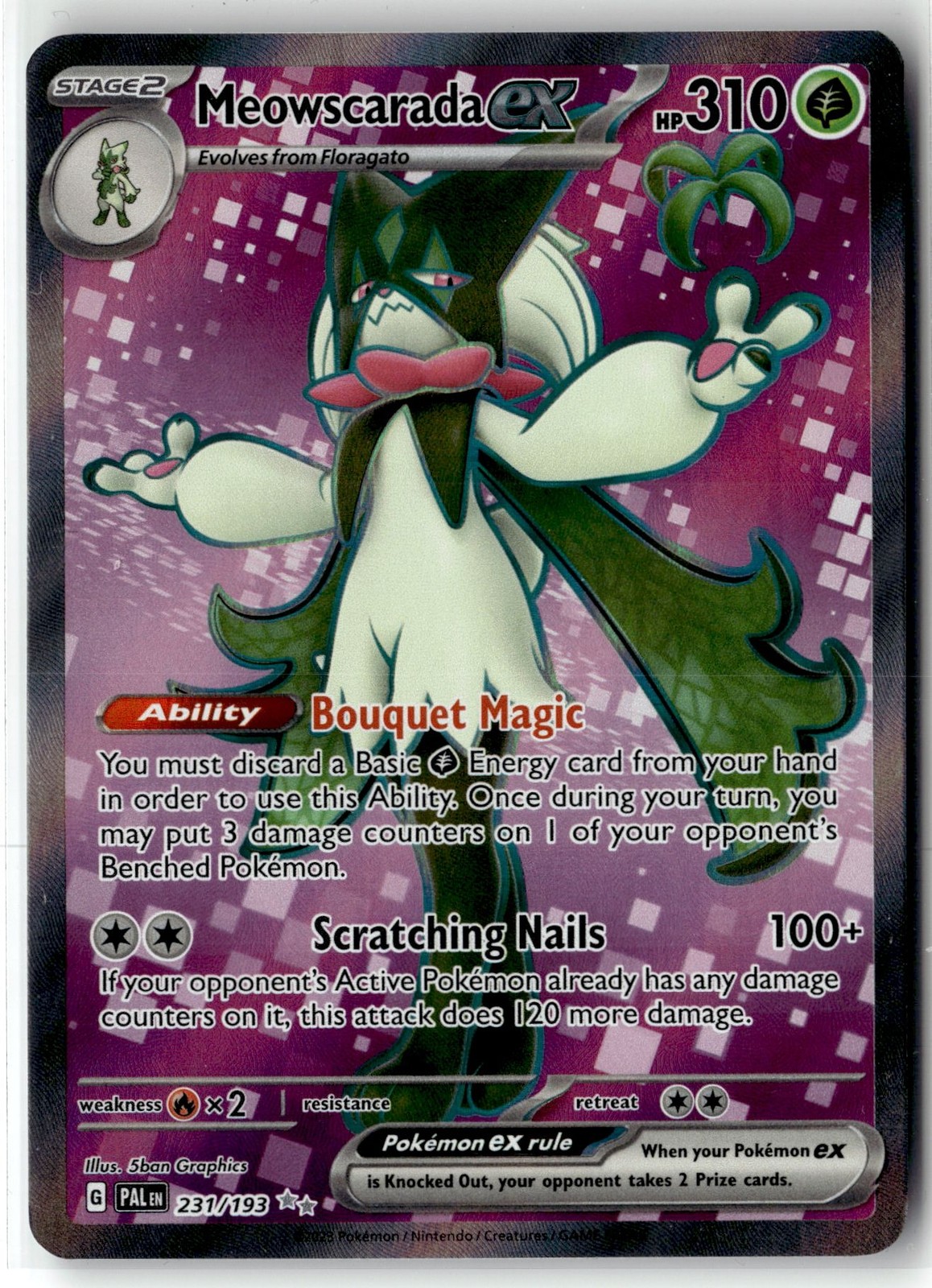 Meowscarada ex ⭐️ 231/193 Holo Ultra Rare Paldea Evolved 2023 Pokemon NM