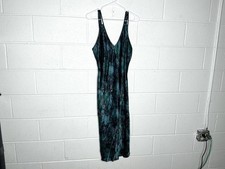 Vintage Teal Floral Full Length Slip Dress