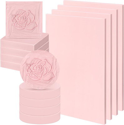 36 Pcs Rubber Stamp Carving Blocks Pink Soft Linoleum Blocks round Square Rectan