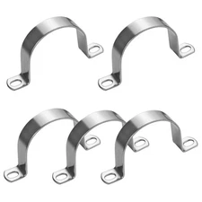 5PCS 200mm 2 Hole Heavy Duty U-Tube Strap Clamp,Stainless Steel-304 Rigid U-B...