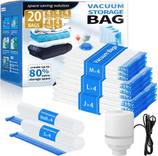 20 Pack Vacuum Storage Bags with Electric Pump, 4Jumbo/ 4Large/ 4Medium/ 4Small/
