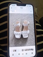 Womens White RiverIsland Plait Strap Wedge Sandals Size 5