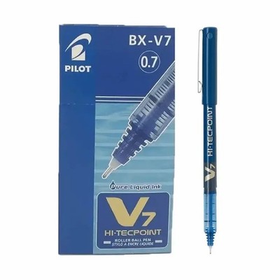 12 x Pilot Hi-TecPoint V7 Flüssige Tinte Tintenroller 0,7 mm Spitze BLAUE Farbe Tinte