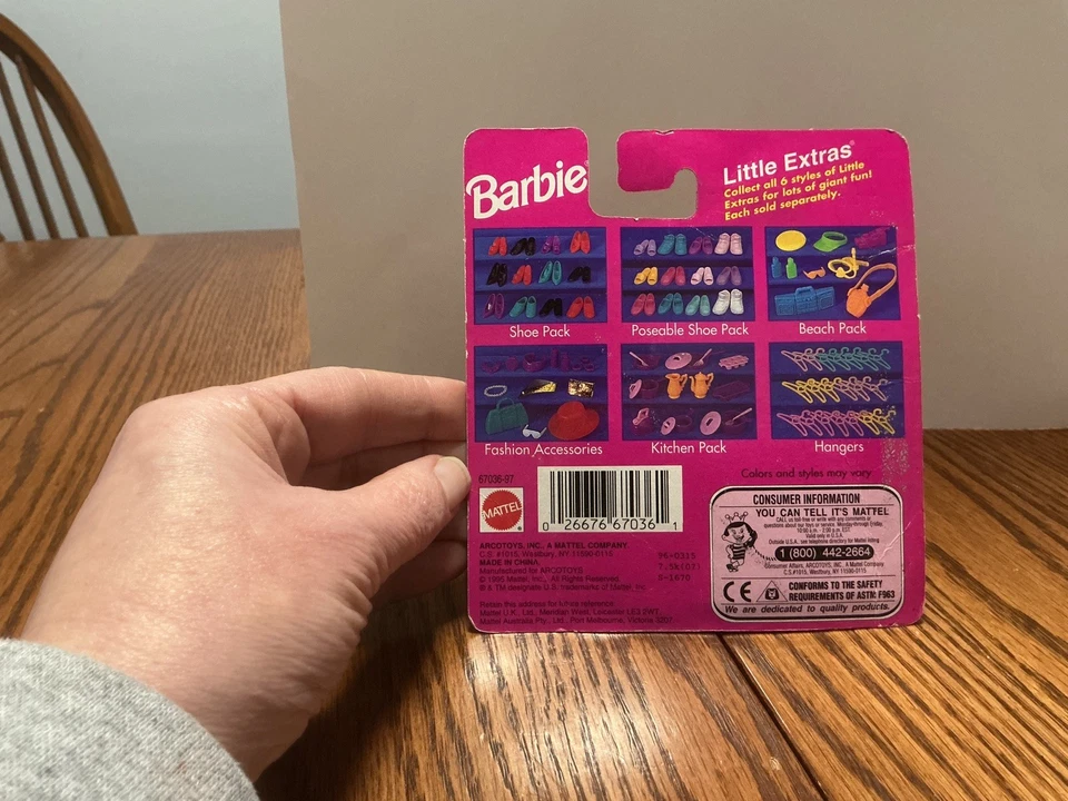 1995 Барби Poseable туфли "Little Extras" Poseable обуви упаковка Mattel #67036 новый в упаковке - Изображение 3 из 4