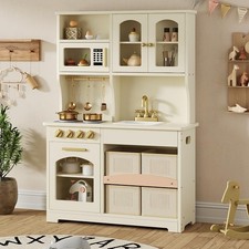 Play Kitchen for Kids, Wooden Toy Kitchen Set with Smart Storage  Accessorie...