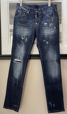 Dsquared2 Denim Slim Jeans Size 42 Metal Accents Squirrel Measures 31X31 EUC