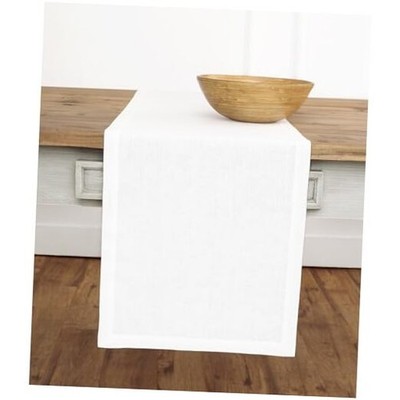  Linen Table Runner 108 Inches Long - 100% Pure Linen 14 x 108 Inch White
