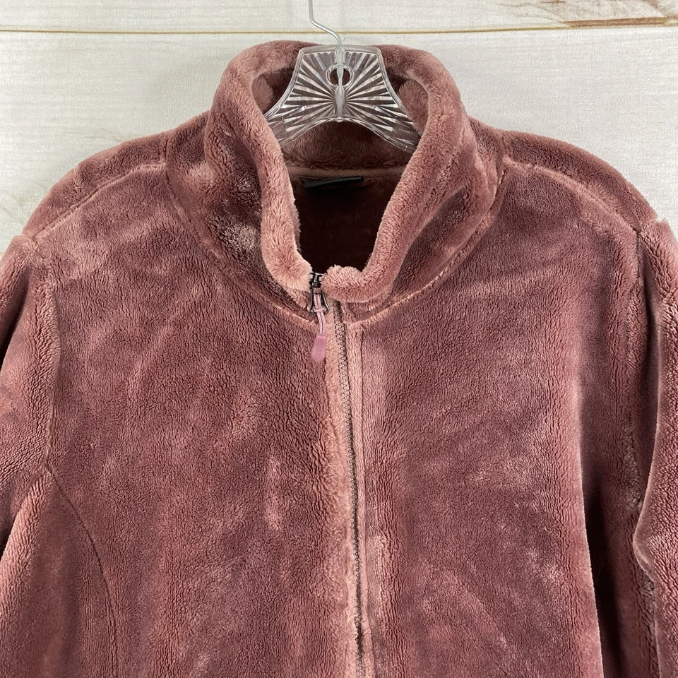 32 Degrees Heat Jacket Womens 2X Dusty Plum Plush Heavy Faux Fur Fleece Full Zip - Image 2 of 4