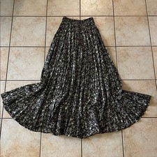 Vintage Desert West Sheri Holt USA Brown Green  Black Western Tiered Maxi Skirt