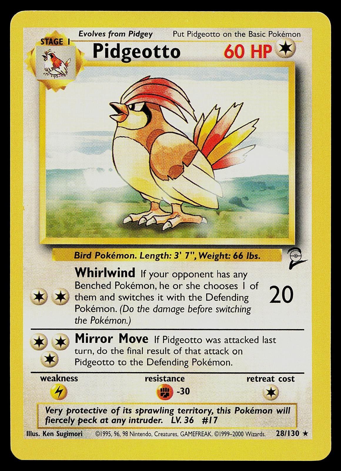 Pokemon Card - Pidgeotto Base Set 2 28/130 Rare