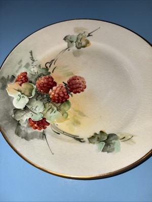 VINTAGE 6 3/4'' GOLD EDGE RASPBERRY china plate Homer Laughlin