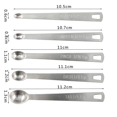 5 pièces/ensemble mini cuillère à mesurer en acier inoxydable outil de cuisso - Photo 1/4