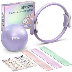 Pilates Ring Set: 14-Inch Magic Circle with Dual Padded Handles, Pilates Mini Ba