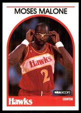 Moses Malone 1989-90 Hoops #4 Atlanta Hawks NBA READ FREE SHIPPING AutographDen