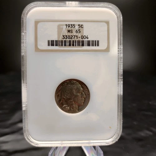 1935 Buffalo Nickel NGC MS65 Toned Old Holder Graded Slab Indian Head 5C Coin