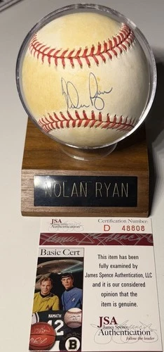 Nolan Ryan - Signed Official American League Baseball Autograph JSA STAINING