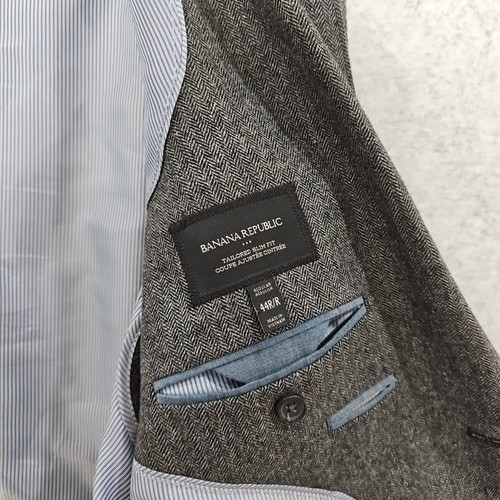 Banana Republic Tailored Slim Fit Herren Größe 44R Grau Sport Mantel Blazer Jacke - Bild 6 von 10