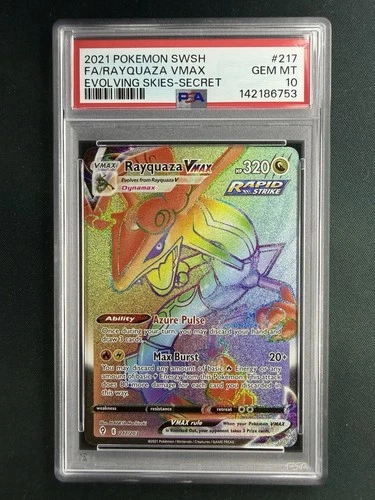 Rayquaza VMAX Rainbow Secret Rare 217/203 PSA 10 Pokémon TCG Evolving Skies