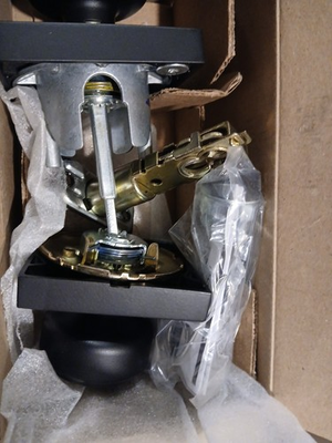 #ad Bowery Matte Black Privacy Bed Bath Door Knob with Collins Trim $19.99