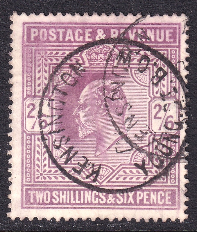 GB good used KEVII 1902 De La Rue two shillings and sixpence in dull purple