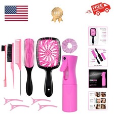 11 Pcs Hair Brush Set, Detangle Hair Brush And Spray Bottle, 3 Pieces Smooth ...