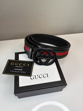 Genuine Black Leather Italian Belt With Original Box  Card Fits Waist 37-39