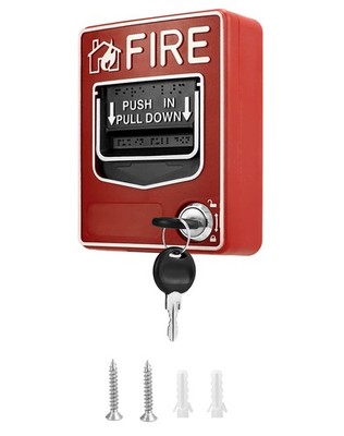 QWORK Wired Dual-Action Fire Alarm Call Point   Requires 1 Pack, Yellow 