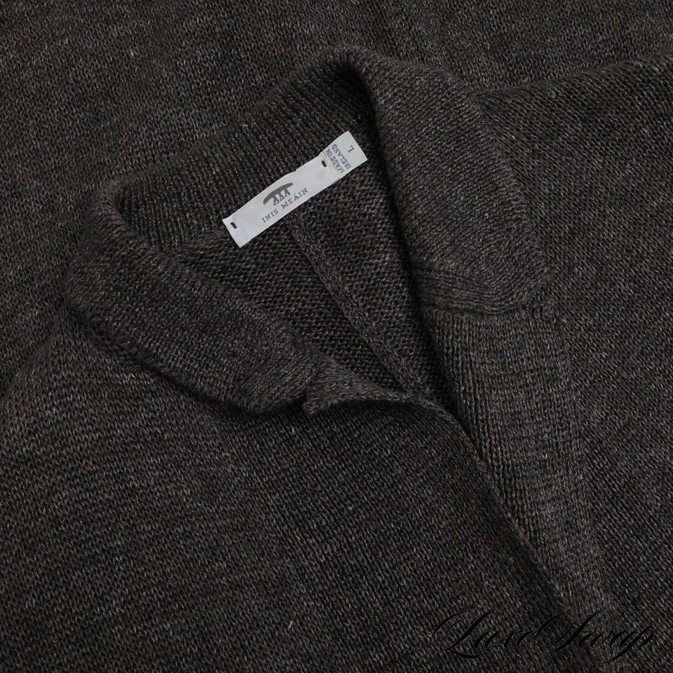 #1 MENSWEAR Inis Meain Ireland Cigar Grey Mixed Linen Pub Jacket Cardigan L #2 - Image 3 of 4