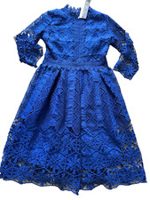 NEW NWT Dalia MacPhee elegant midi dress M MEDIUM lined washble back zipper lace