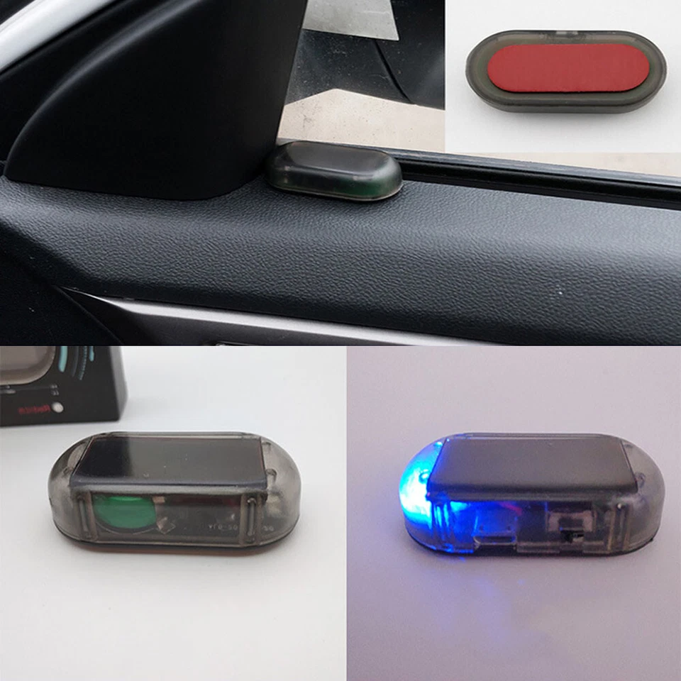 Solar Fake Car Anti Thief Alarm blue LED Flashing Warning Signal Light Safety — 第 2/4 张图片