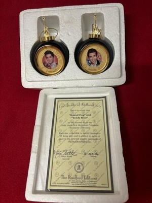 Bradford Elvis Ornaments Solid Gold Collection 1999 Porcelain Set of 2