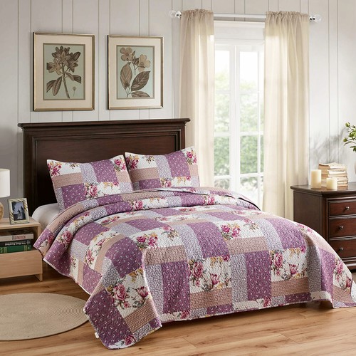 3-teilig kariert bedruckt Wendedecke/Quilt Set Coverlet Queen/King Size - Bild 2 von 69