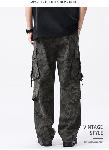 Retro Baumwolle Camouflage Workwear Hose Herren mehrere Taschen Sommer Freizeithose - Bild 19 von 22