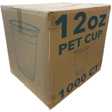 Wholesale 1000 CT Disposable Plastic Clear PET Cups 12 Oz Transparent Cups Case