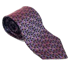 Geoffrey Beene 100% Silk Tie Mens Purple Iridescent Geometric Jacquard USA 