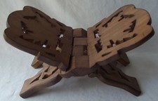 VINTAGE INDIA SHEESHAM HAND CARVED WOOD FOLDING BOOK/ BIBLE HOLDER