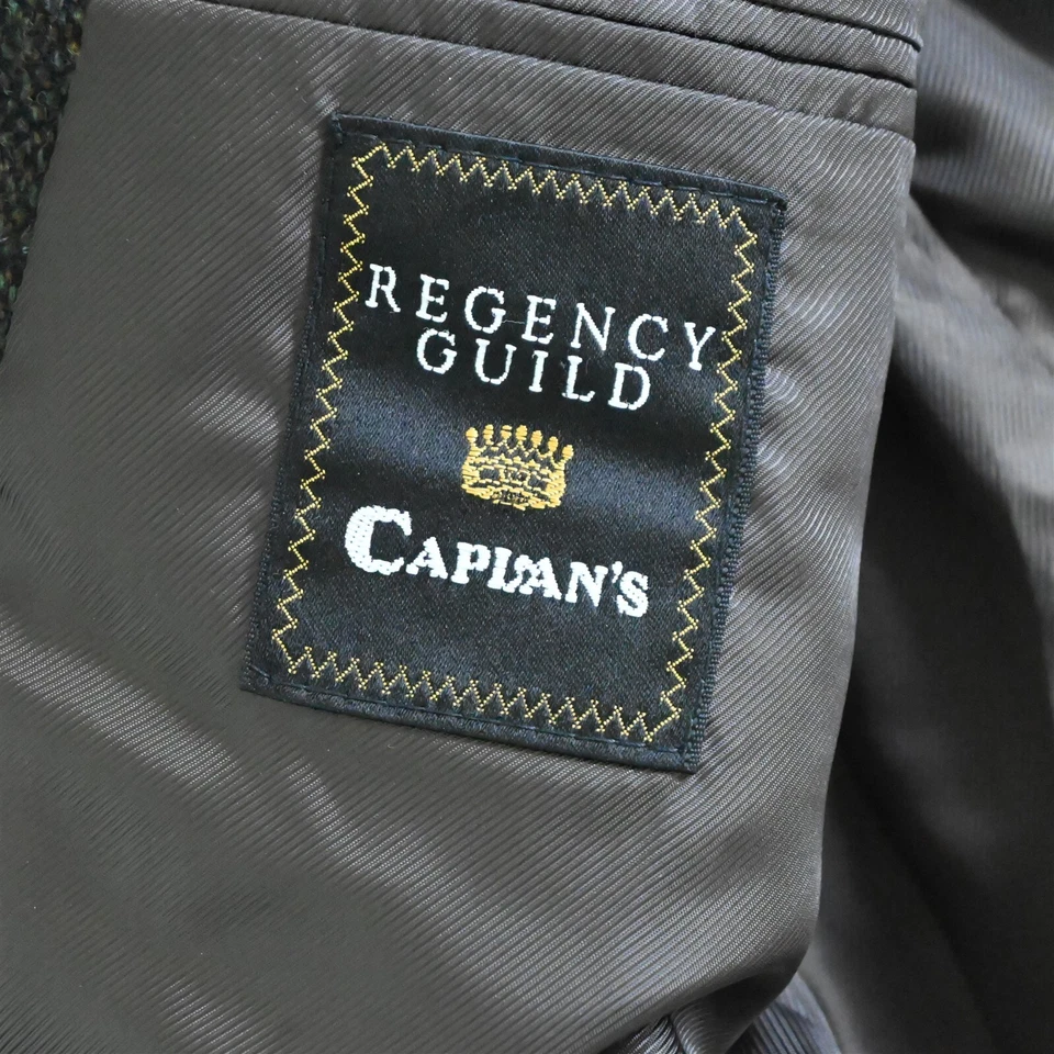 Regency Guild 44L Green Check Tweed Mens Blazer Suit Jacket Sport Coat - Imagem 4 de 4