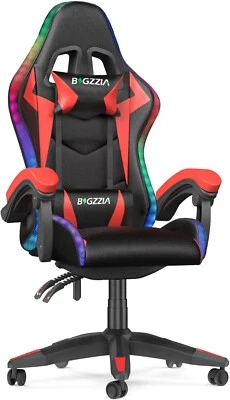 RGB Gaming Chair with LED Lights and Ergonomic Computer Chair Reclining For Gift