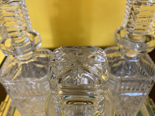 (3) Vintage Waterford Cut Crystal Bar Decanters Strawberry Square Master Cutters - Picture 11 of 15