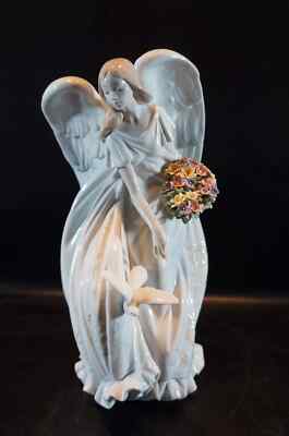 Lladro Large Angel with Doves and Flowers - Limited Edition