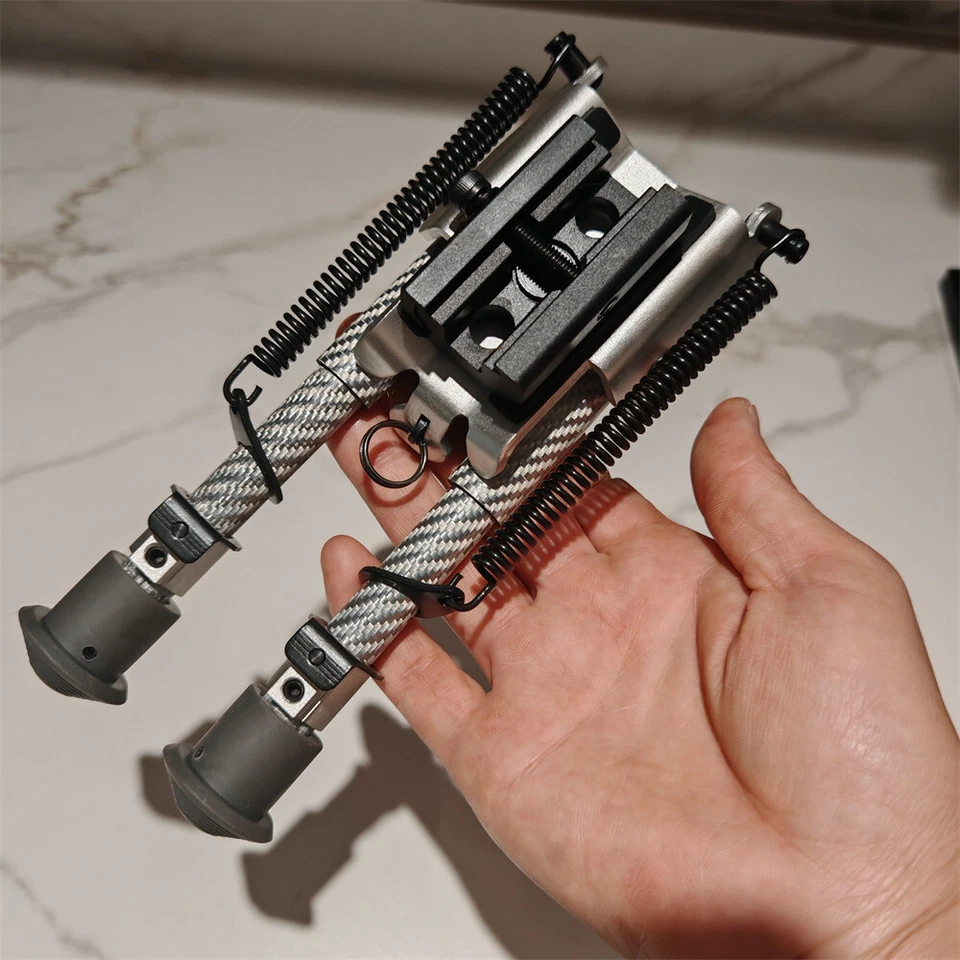 Harris Style Bipod Carbon Fiber Adjustable Spring Swivel with Picatinny Adapter - Image 4 of 4