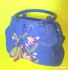 Fiore by Isabella Fiore Blue Floral Detail Handbag NWOT retails 595