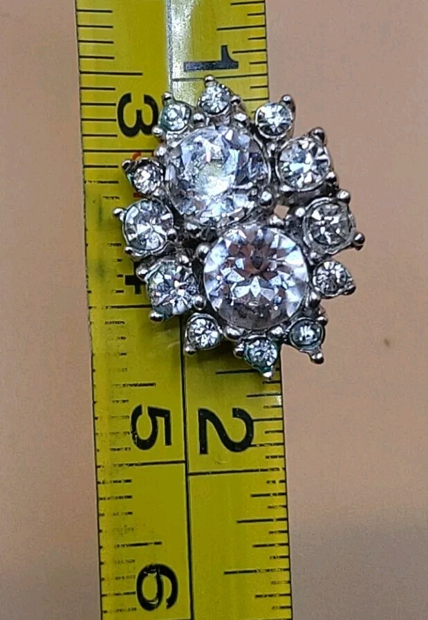 Vintage Bogoff Signed Clear Round Rhinestone Scre… - image 7